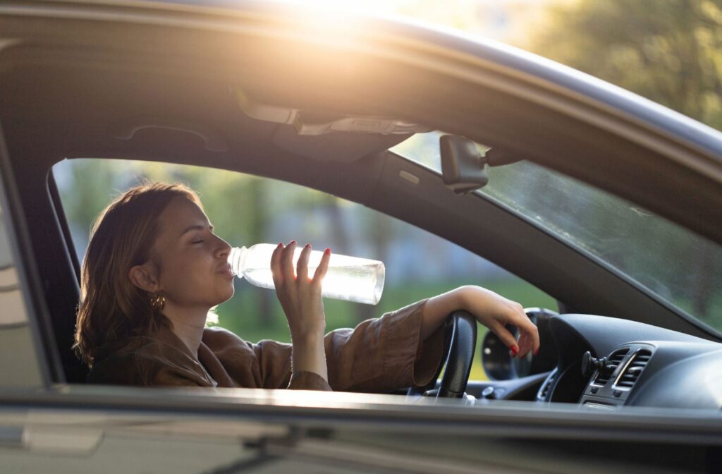 Drinken als tip om te rijden tijdens de hitte